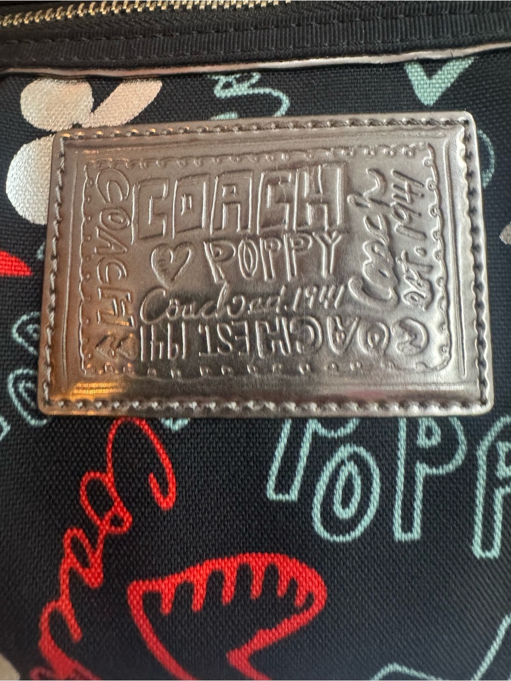 Coach POPPY in Unique Black, Teal, Red & Silver, in Amazing Preloved Condition❤️ - Picture 11 of 14
